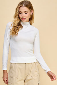 Lainey Solid Ribbed Mock Neck Top