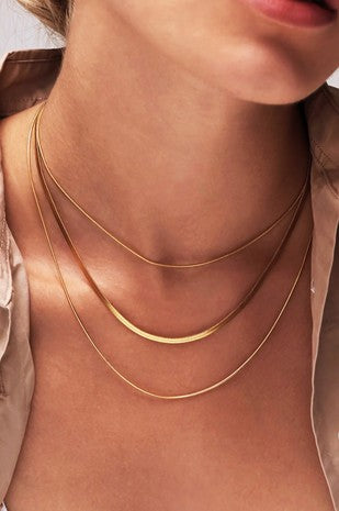 Dainty 18K Gold Plated Stainless Steel Chain Multi Layer Necklace
