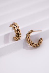 18K Waterproof Non-Tarnish Stainless Steel Hoops: Gold