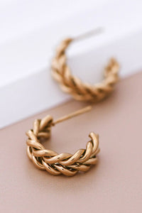 18K Waterproof Non-Tarnish Stainless Steel Hoops: Gold