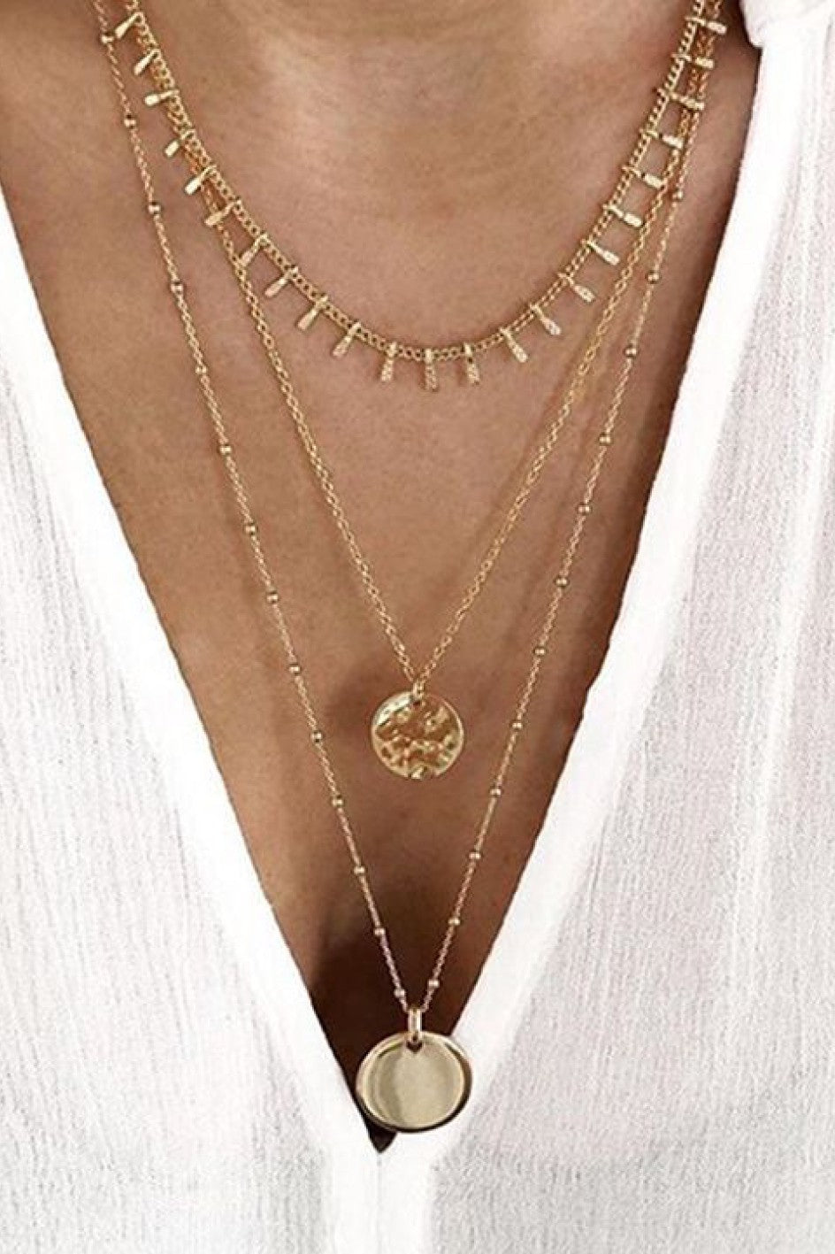 Dainty 18K Gold Plated Stainless Steel Chain Multi Layer Necklace