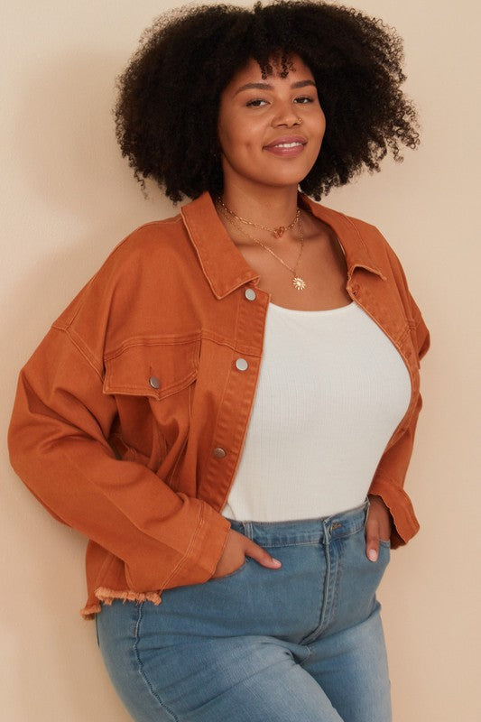 Penny Womens Brushed Stretch Twill Cropped Jacket: Rust