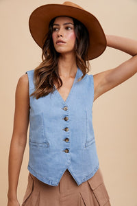 Jaycee Stretch Denim Button Down Vest