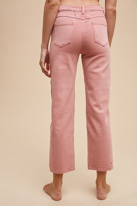 Lucy High Rise Stretch Cropped Straight Jean: Strawberry Milk