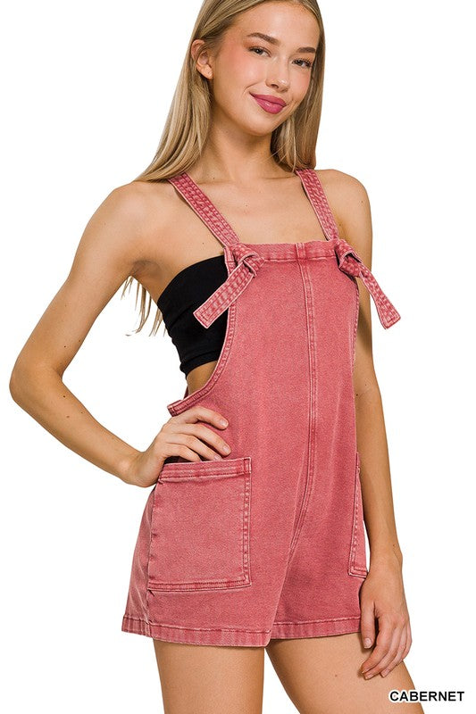 Jana Vintage Washed Knot Strap Romper