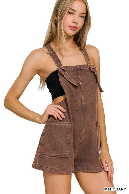 Jana Vintage Washed Knot Strap Romper