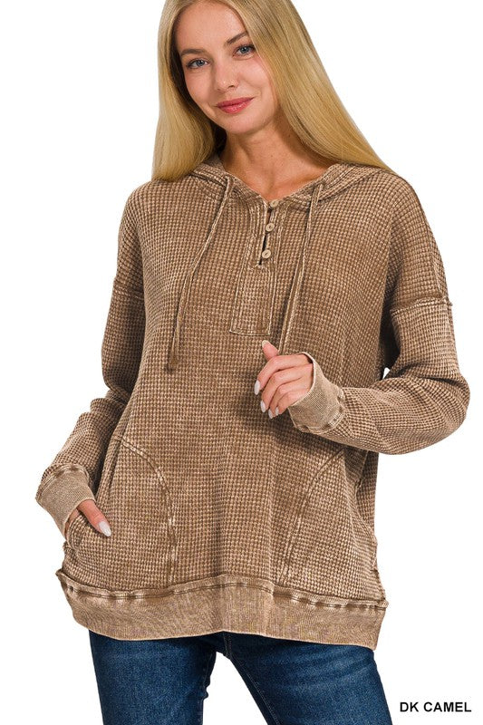 Rudy Vintage Wash Baby Waffle Knit Hooded Top