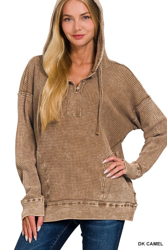 Rudy Vintage Wash Baby Waffle Knit Hooded Top