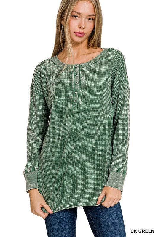 Celeste Baby Waffle Knit Henley