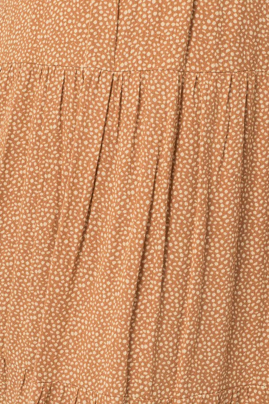 Kasi Abstract Print Short Sleeve Maxi Dress- Brown/Cream
