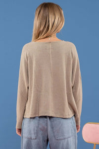 Jamey Casual Split Neck Long Sleeve Top: Pale Olive