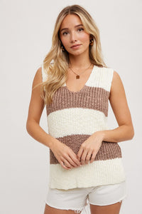 Rae Sleeveless Sweater Knit Top- Coco