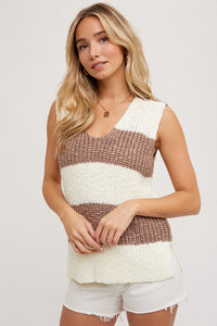 Rae Sleeveless Sweater Knit Top- Coco