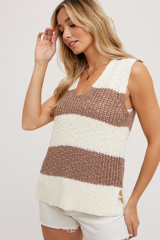 Rae Sleeveless Sweater Knit Top- Coco