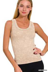 Reversible Ribbed Tank Top – 2-Way Neckline, Seamless & Versatile