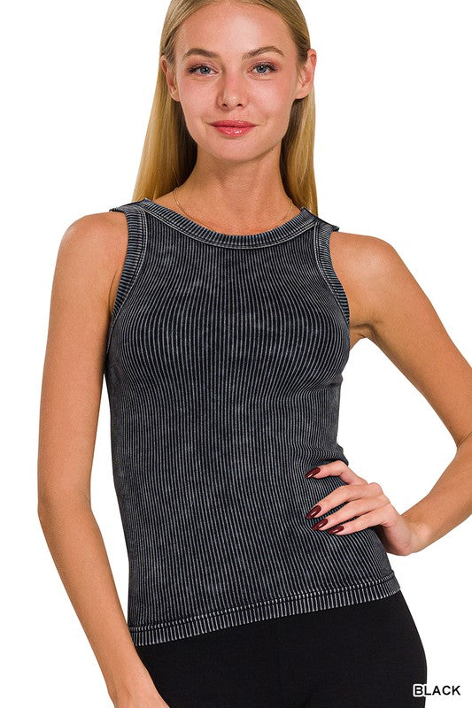 Reversible Ribbed Tank Top – 2-Way Neckline, Seamless & Versatile