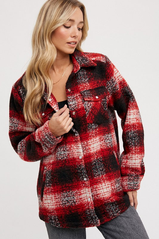 Madisyn Flannel ShacketL Red