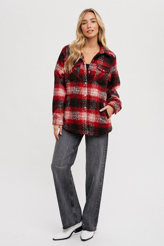 Madisyn Flannel ShacketL Red