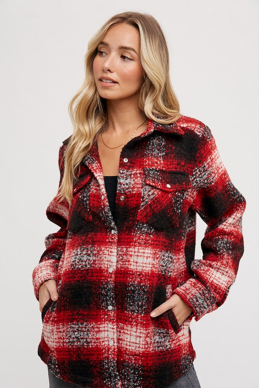 Madisyn Flannel ShacketL Red