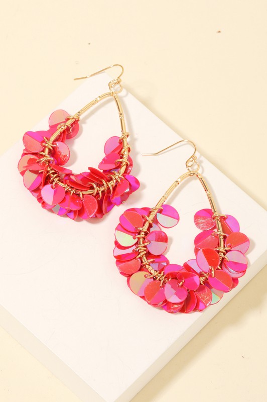 Bora Bora Sequins Earrings- Pink