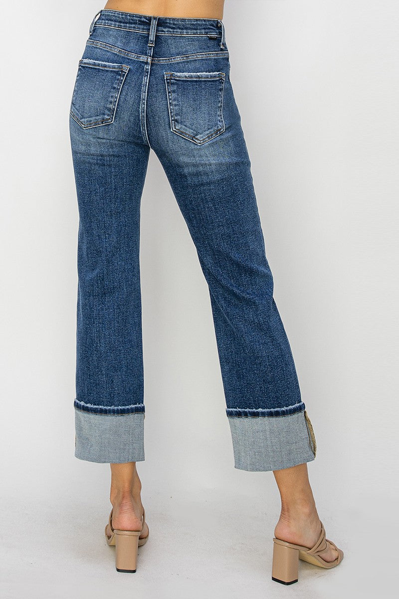 Avery High Rise Straight Leg Jeans: Dark Wash