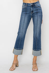 Avery High Rise Straight Leg Jeans: Dark Wash
