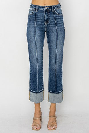 Avery High Rise Straight Leg Jeans: Dark Wash