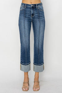 Avery High Rise Straight Leg Jeans: Dark Wash