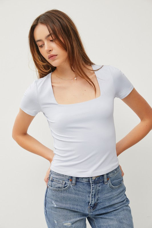 Be Cool Basic Square Neck Double Lined Tee