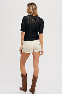 Levi Short Sleeve Sweater Top- Black