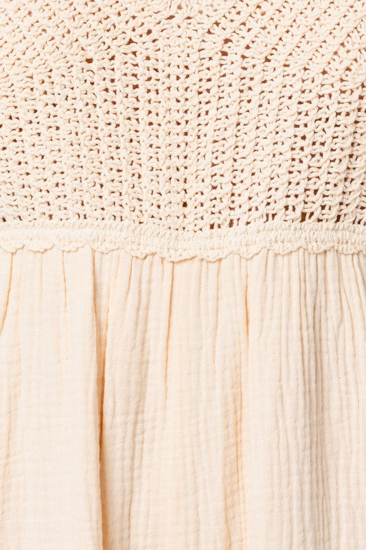 Summer Crochet Top Jumpsuit- Cream