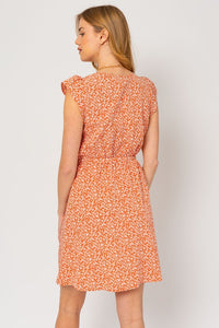 Sadie Ditsy Floral Dress- Terracotta