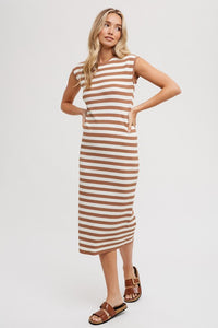 Riley Striped Contrast Midi Dress: Coco