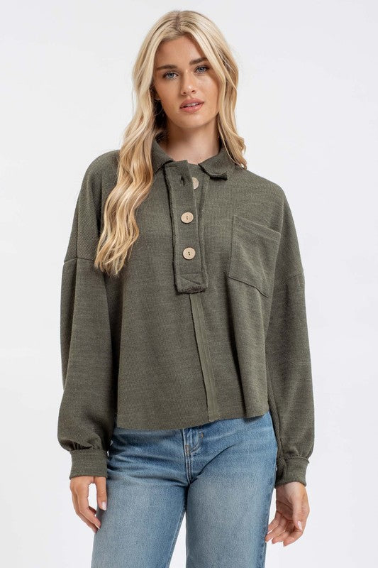 Aimee Casual Collared Knit Top