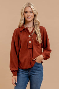 Aimee Casual Collared Knit Top