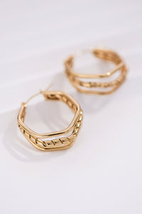 18K Waterproof Non-Tarnish Stainless Steel Hoops: Gold