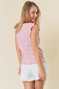 All American Girl Stripe Tank: Red/White