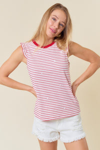 All American Girl Stripe Tank: Red/White