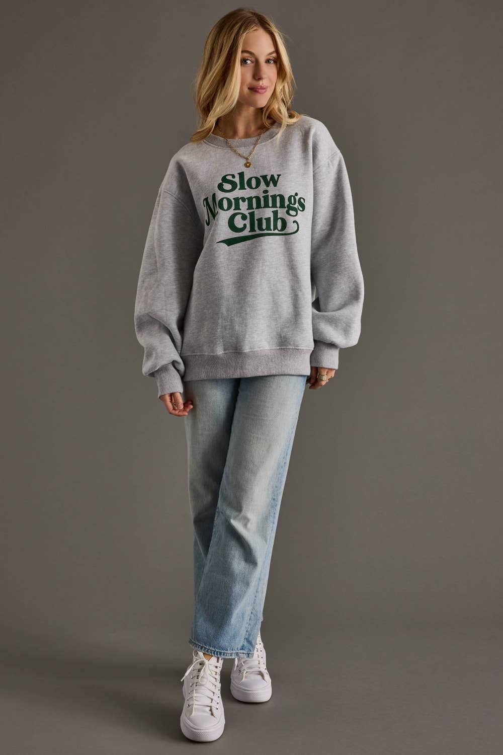 Gray Slow Mornings Club Sweatshirt