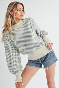 Mira Cozy Mock Neck Oversized Sweater: White – Chunky Knit Raglan Pullover