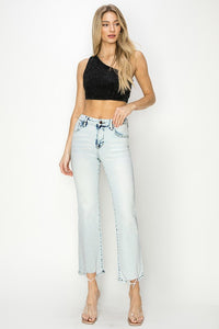 Risen High Rise Relaxed Straight Jeans- Acid Wash