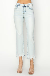 Risen High Rise Relaxed Straight Jeans- Acid Wash