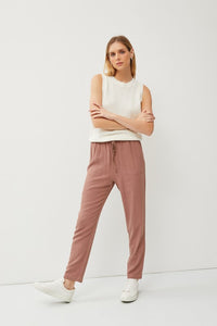 Brandi Linen Drawstring Pants: Terracotta