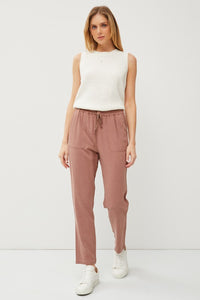 Brandi Linen Drawstring Pants: Terracotta