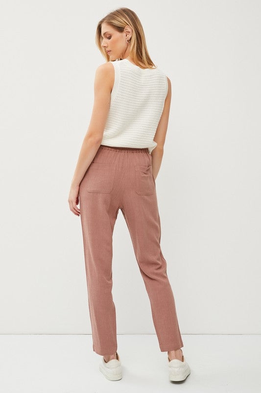 Brandi Linen Drawstring Pants: Terracotta