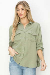 Elsie Oversized Lightweight Tencel Shirt: Spring Sage