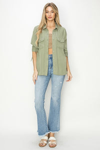 Elsie Oversized Lightweight Tencel Shirt: Spring Sage