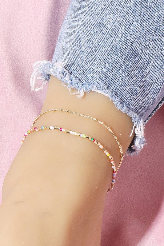 Islamorada Glass Bead Ankle Bracelet