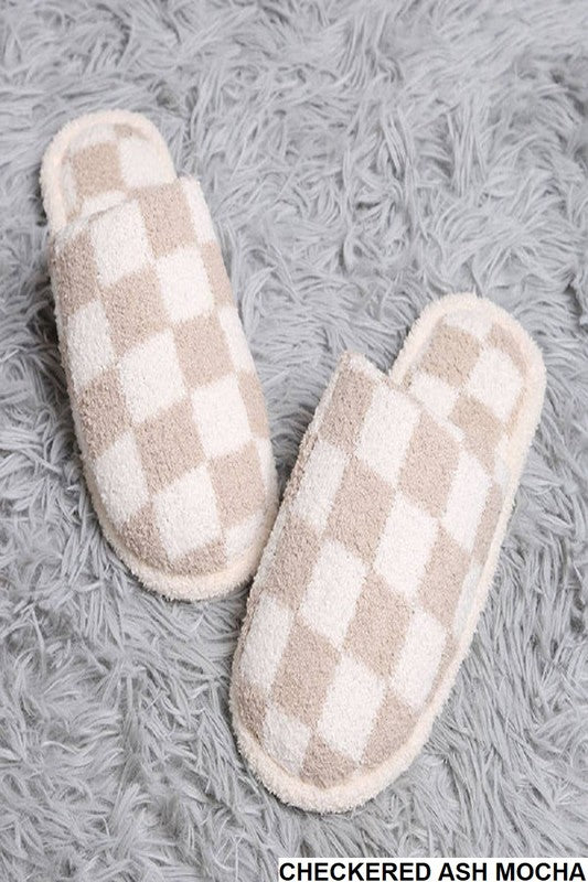 Checkered Cozy Slip On Slippers