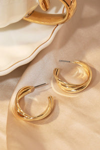 Staten Island Hoop Twisted Layer Earrings- Gold